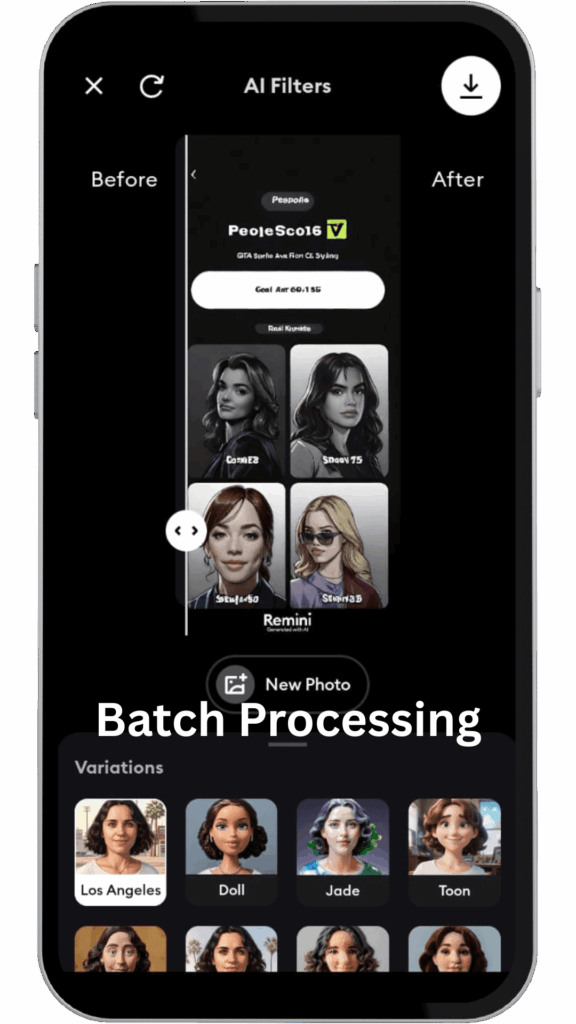 Batch Processing Filter Remini Mod APK